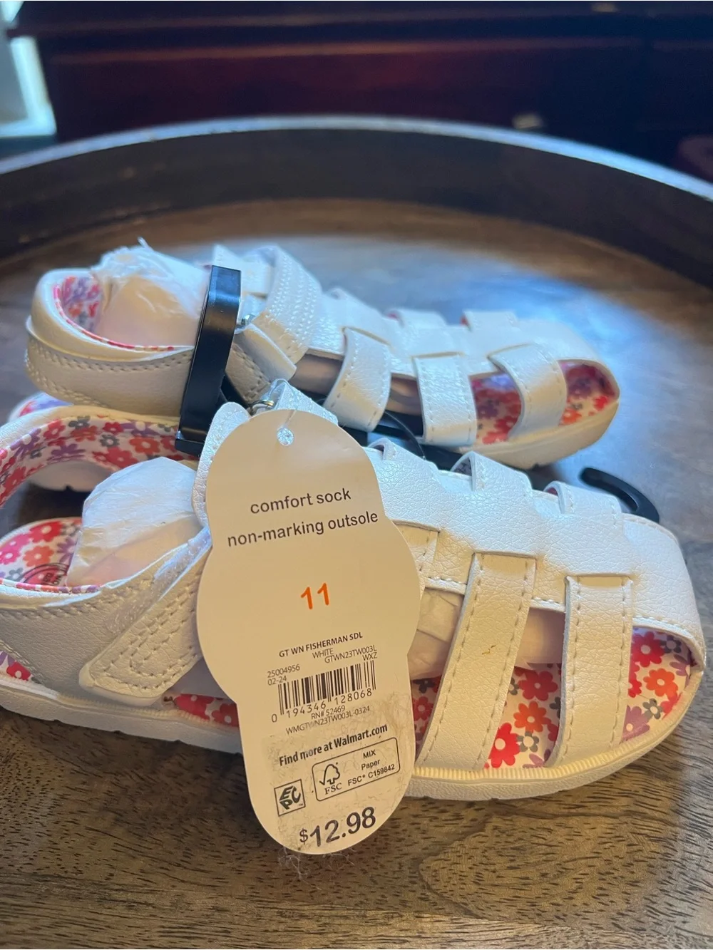 wonder nation White Sandals with Pink Floral Lining